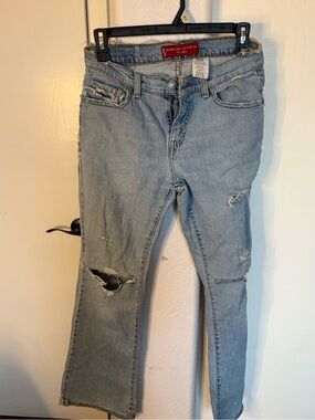 Levi's Light Blue Distressed Straight Jeans